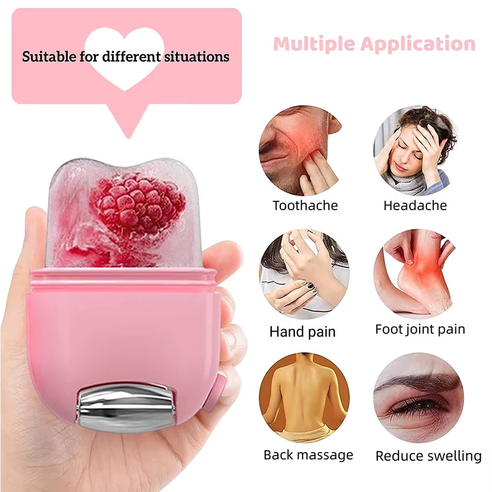 2 in 1 Ice Facial Roller Puffiness Relief Massage Skin Care Beauty Treatment Tool