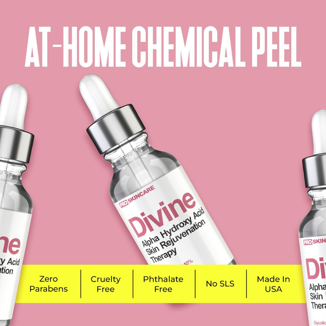 Glycolic Acid Peel 40% Professional Chemical Peel for Acne Scars, Collagen Boost- Alpha Hydroxy Acid