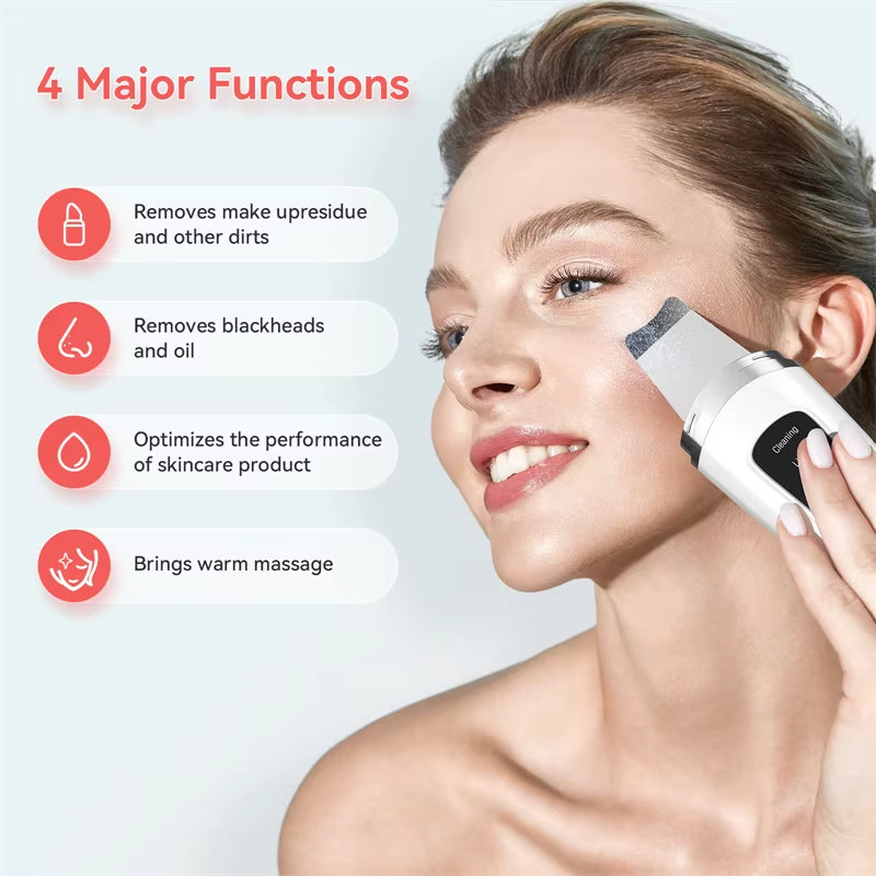 Ultrasonic Skin Scrubber Facial Skin Exfoliator Scraper and Pore Cleaner Facial Deep Cleansing