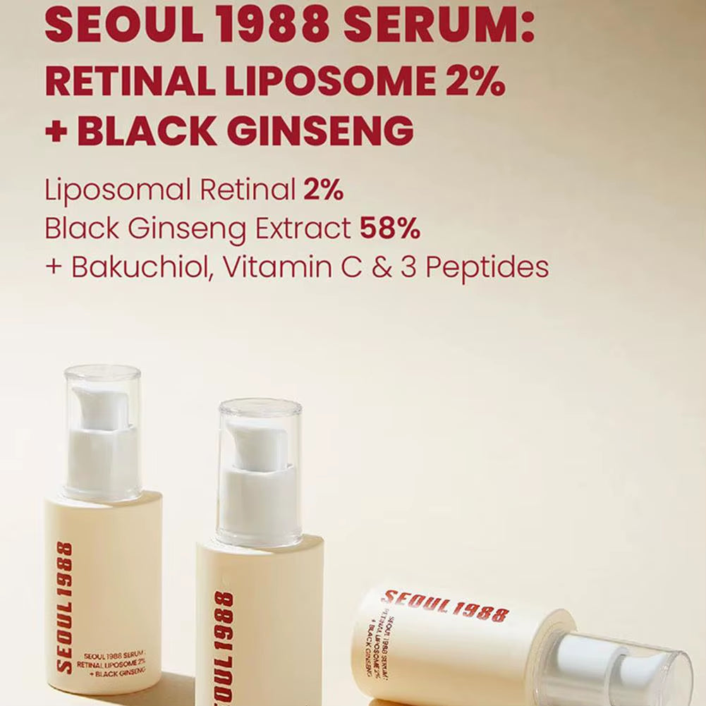 K-SECRET SEOUL 1988 Retinal Serum – Formulated with Advanced Retinal Liposome 2% and 58% Black Ginseng Extract | Fine Lines and Skin Texture Care Serum | Korean Skincare