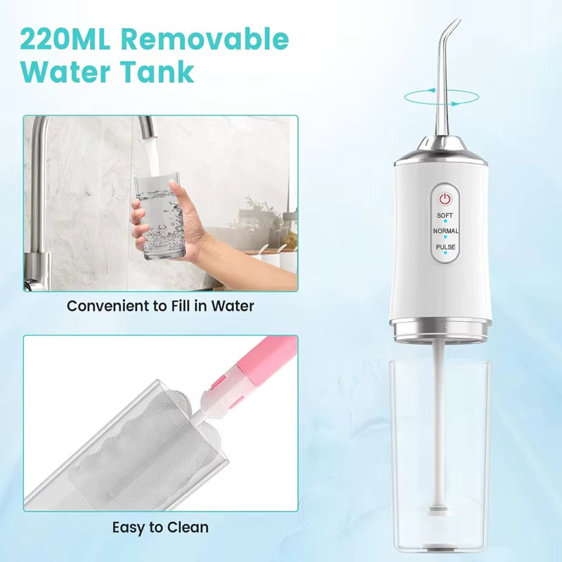 Water Dental Flosser for Teeth 3 Modes Dental Oral Irrigator Portable Rechargeable Waterproof Water Teeth Cleaner