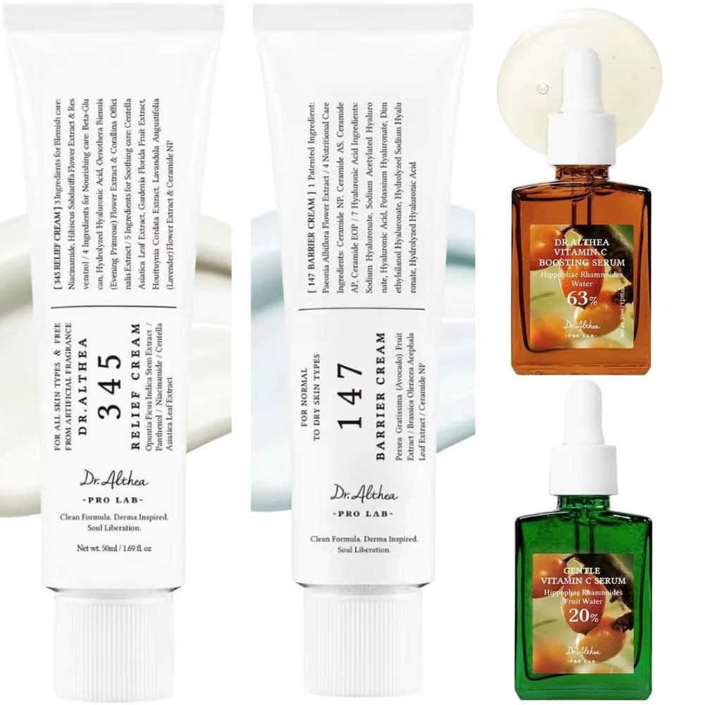 Dr.Althea 147 Barrier Cream | Vitamin C Boosting Serum RENEWED & Gentle Vitamin C Serum for All Skin Types| Glowing Skincare routine set