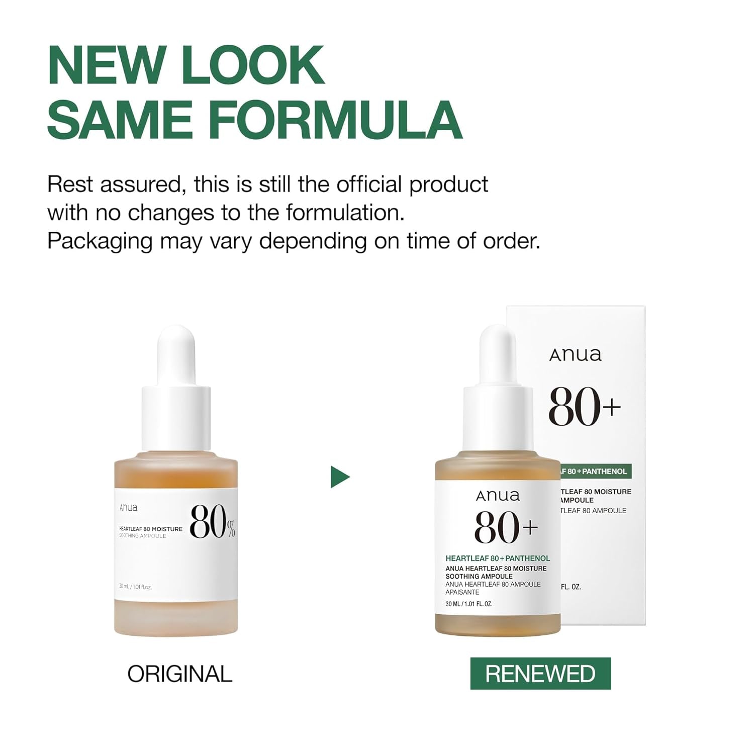 Heartleaf 80 Soothing Ampoule, Hydration Facial Serum for Glass Skin, Panthenol, Hyaluronic Acid, Non-Greasy, Gentle Formula, Lightweight Essence, Vegan, Korean Skin Care