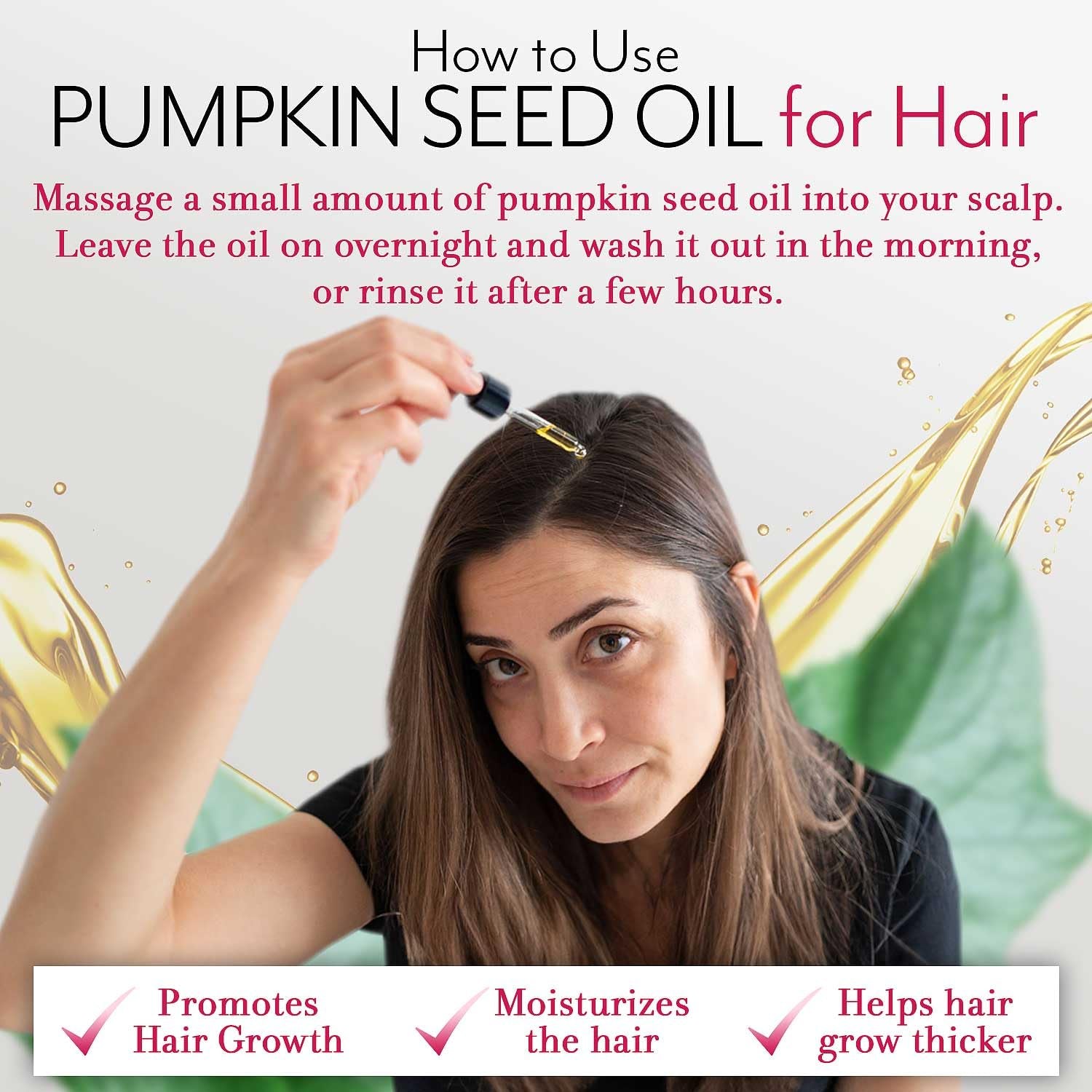 Pumpkin Seed Oil for Hair Growth 100% Pure Pumpkin Seeds Oil for Skin and Nails - Natural Pumpkin Seed Extract for Moisturizing Scalp, Dry and Rough Skin