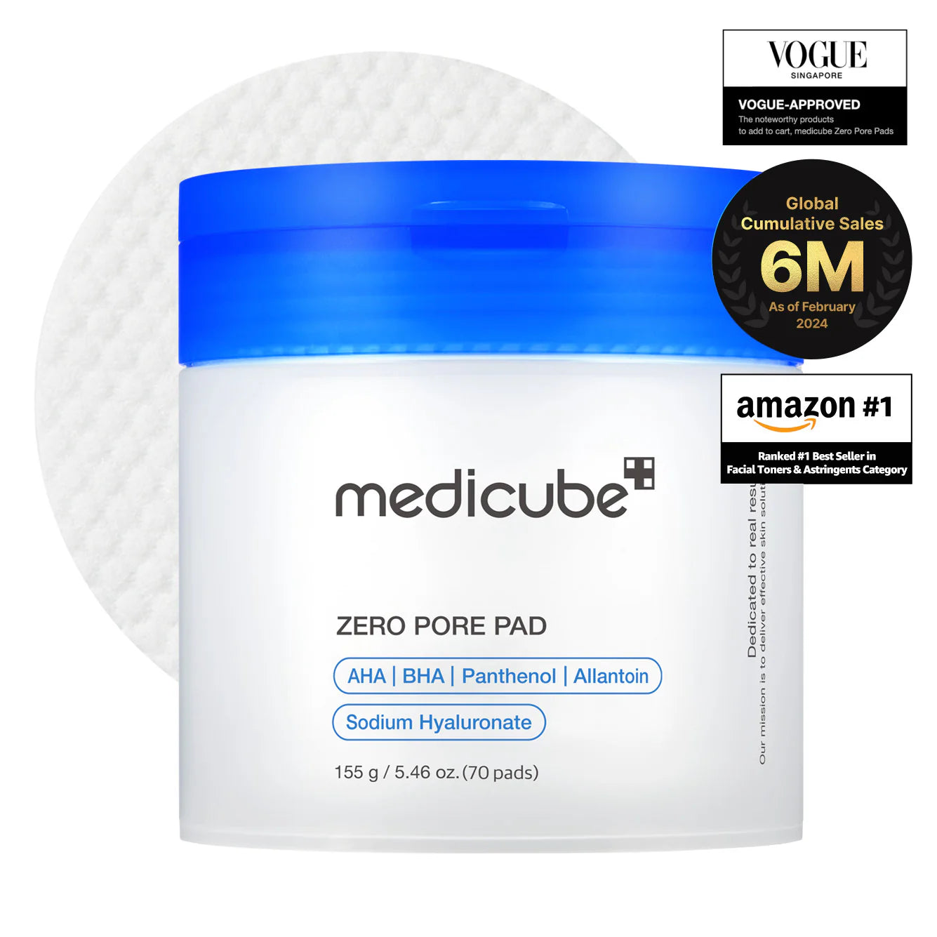 Medicube Zero Pore Pads 2.0, Dual-Textured Facial Toner Pads for Exfoliation and Pore Care